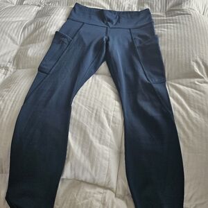 Athleta teal leggings w side pockets